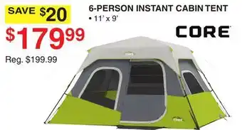 Dunham's Sports CORE 6-PERSON INSTANT CABIN TENT offer