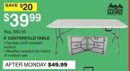Dunham's Sports 6' CENTERFOLD TABLE offer