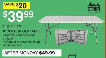 Dunham's Sports 6' CENTERFOLD TABLE offer