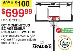 Dunham's Sports 60 MOMENTOUS EZ ASSEMBLY PORTABLE SYSTEM offer