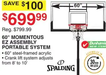 Dunham's Sports 60 MOMENTOUS EZ ASSEMBLY PORTABLE SYSTEM offer