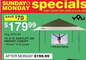 Dunham's Sports 15' X 15' EASYLIFT 235 INSTANT CANOPY offer