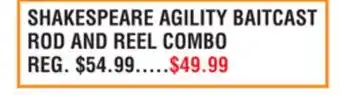 Dunham's Sports SHAKESPEARE AGILITY BAITCAST ROD AND REEL COMBO offer