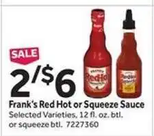 Stop&Shop Frank's Red Hot or Squeeze Sauce offer