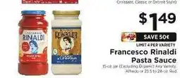 ShopRite Francesco Rinaldi Pasta Sauce offer