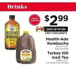 ShopRite Health-Ade Kombucha / Turkey Hill Iced Tea offer