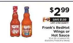 ShopRite Frank's RedHot Wings or Hot Sauce offer