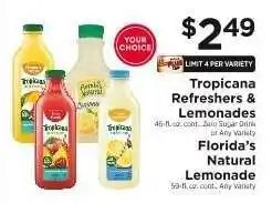 ShopRite Tropicana Refreshers & Lemonades, Florida's Natural Lemonade offer