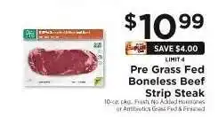 ShopRite Pre Grass Fed Boneless Beef Strip Steak offer