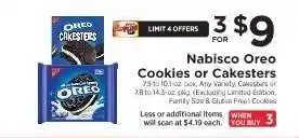 ShopRite NABISCO Oreo Cookies or Cakesters offer