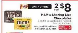 ShopRite M & M' s Sharing Size Chocolates offer