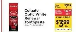 ShopRite Colgate Optic White Renewal Toothpaste offer
