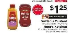 ShopRite Gulden's Mustard / Hunt's Ketchup offer