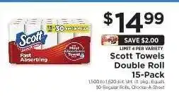 ShopRite Scott Towels Double Roll 15-Pack offer