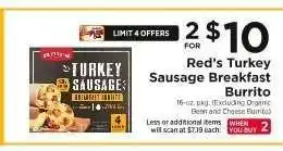 ShopRite Red's Turkey Sausage Breakfast Burrito offer