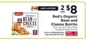 ShopRite Red's Organic Bean and Cheese Burrito offer
