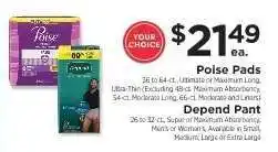 ShopRite Poise Pads or Depend Pant offer