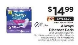 ShopRite Always Discreet Pads offer