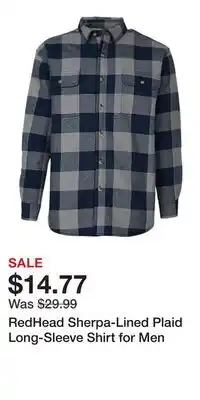 Cabela's RedHead Sherpa-Lined Plaid Long-Sleeve Shirt for Men offer