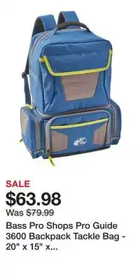 Cabela's Bass Pro Shops Pro Guide 3600 Backpack Tackle Bag - 20 x 15 x 7-1/2 - Bag with Three 3600 Boxes offer