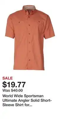 Cabela's World Wide Sportsman Ultimate Angler Solid Short-Sleeve Shirt for Men - Crabapple - S offer