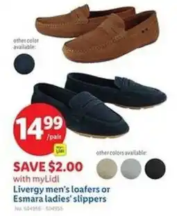 Lidl Livergy men's loafers or esmara ladies' slippers offer