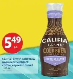 Lidl Califia farms cold brew unsweetened black coffee, espresso blend offer