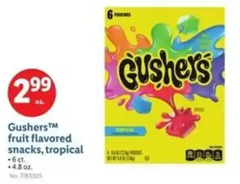 Lidl Gushers fruit flavored snacks, tropical offer