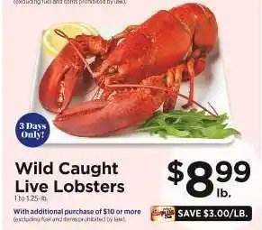ShopRite Wild Caught Live Lobsters offer