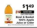 ShopRite Bowl & Basket 100% Apple Juice or Cider offer