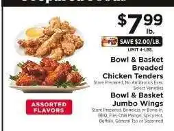 ShopRite Bowl & Basket Breaded Chicken Tenders / Jumbo Wings offer