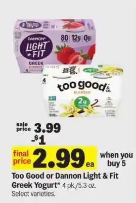 Meijer Too Good or Dannon Light & Fit Greek Yogurt offer
