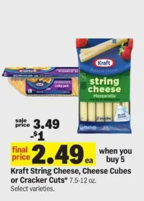 Meijer Kraft String Cheese, Cheese Cubes or Cracker Cuts offer