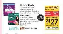 ShopRite Poise Pads / Depend offer