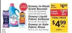 ShopRite Downy In-Wash Scent Booster / Downy Liquid Fabric Softener / Downy or Gain Fabric Rinse offer