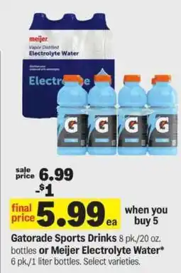 Meijer Gatorade Sports Drinks or Meijer Electrolyte Water offer