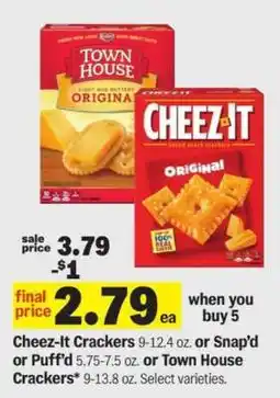 Meijer Cheez-It Crackers or Snap’d or Puff’d or Town House Crackers offer