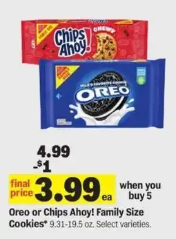Meijer Oreo or Chips Ahoy Family Size Cookies offer