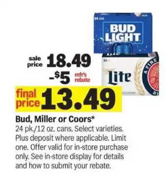 Meijer Bud, Miller or Coors offer