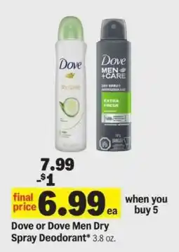 Meijer Dove or Dove Men Dry Spray Deodorant offer