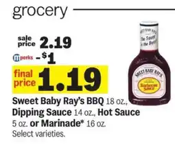 Meijer Sweet Baby Ray’s BBQ, Dipping Sauce, Hot Sauce or Marinade offer