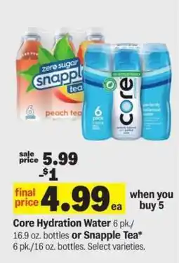 Meijer Core Hydration Water or Snapple Tea offer
