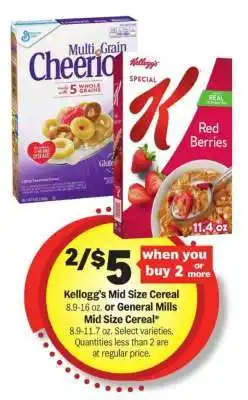 Meijer Kellogg's Mid Size Cereal or General Mills Mid Size Cereal offer