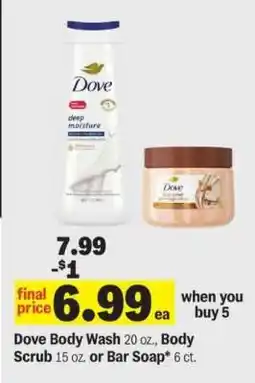 Meijer Dove Body Wash, Body Scrub or Bar Soap offer