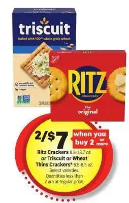 Meijer Ritz Crackers or Triscuit or Wheat Thins Crackers offer