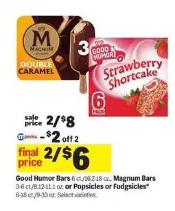 Meijer Good Humor Bars, Magnum Bars, Popsicles or Fudgsicles offer