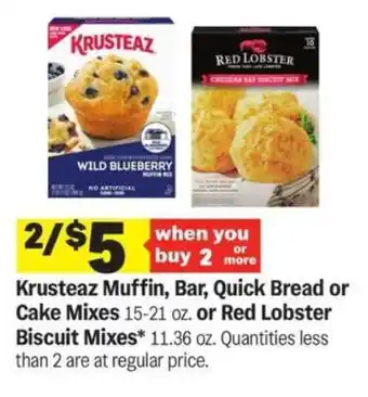 Meijer Krusteaz Muffin, Bar, Quick Bread or Cake Mixes or Red Lobster Biscuit Mixes offer