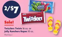 Family Dollar Twizzlers Twists 16 oz. or Jolly Ranchers Ropes 10 oz offer
