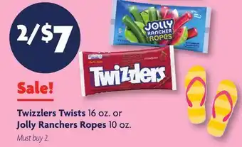 Family Dollar Twizzlers Twists 16 oz. or Jolly Ranchers Ropes 10 oz offer