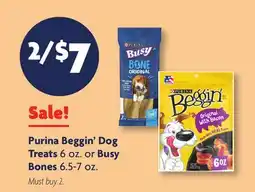 Family Dollar Purina Beggin' Dog Treats 6 oz. or Busy Bones 6.5-7 oz offer